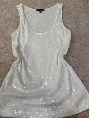 Express White Sequin Tank Top